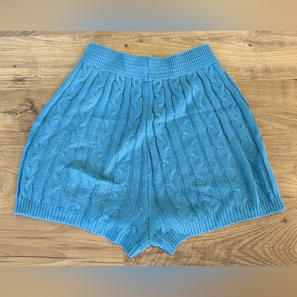 ZESICA NWOT Light Blue Knit Sweater Set Cozy Lounge Shorts & Long Sleeve Top L - Picture 4 of 7
